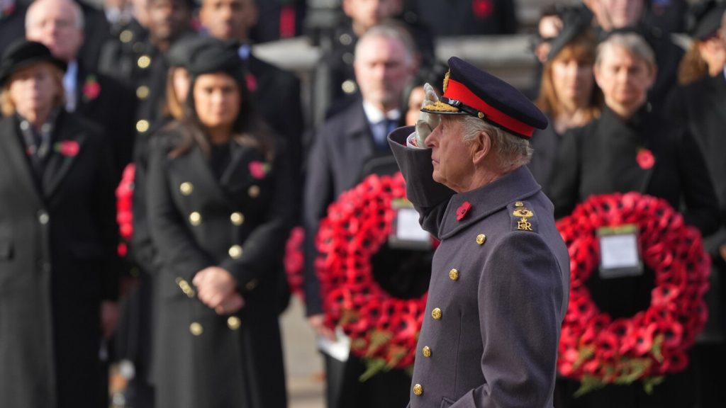 King Charles III leads remembrance ceremony in London under blue skies