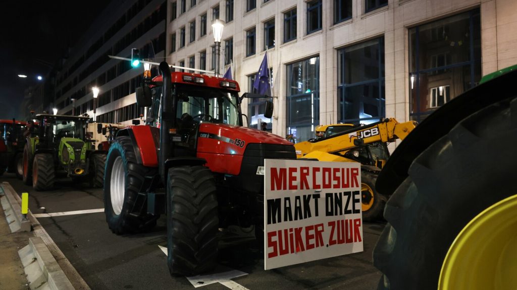 Farmers block roads in Brussels to protest South American free-trade deal